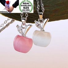 OMHXZJ Wholesale European Fashion Woman Girl Party Gift  Pink Green Opal Apple AAA Zircon 925 Sterling Silver Pendant Charm CA40 2024 - buy cheap