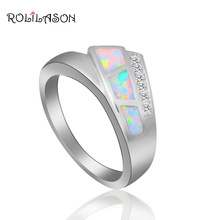 Party Rings for Women New Arrival White Fire Opal silver plate Stamped  Jewelry Zirconia Rings USA size #6#7#8#9 OR773 2024 - buy cheap