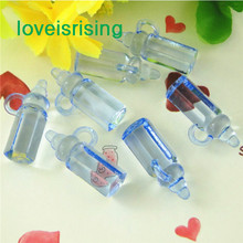50pcs 28mm*11mm Pink Blue Mini Acrylic Baby Bottles For Baby Shower Wedding Party Favors Cupcake Decor 2024 - buy cheap
