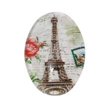 DoreenBeads Glass Dome Seals Cabochons Embellishments Findings Oval Flatback Multicolor Eiffel Tower 14mm x 10mm ,30 PCs 2024 - buy cheap