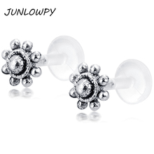 JUNLOWPY Push In Top Bioflex Labret Lip Bar Ring Monroe Piercing Jewellery Tree of life Round Bead Body Tragus Earring Helix 2024 - buy cheap