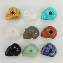 Wholesale fashion hot selling natural carved stone small skull head pendants beads for jewelry making 12pcs/lot  Free shipping 2024 - buy cheap