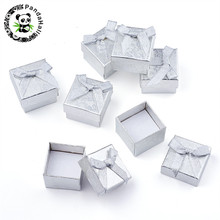 24pcs Square Cardboard Earring Ring Boxes for Gift Packages Jewelry Display with Bowknot Outside and Sponge Inside 43x43x32mm 2024 - buy cheap