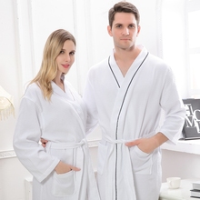 Bata de baño de algodón para mujer, bata de Noche Blanca, Sexy, Kimono de manga larga para amantes de la boda, para verano 2024 - compra barato