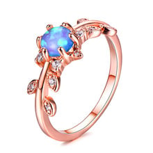 Blaike Vintage ópalo de Fuego Azul anillos para las mujeres Romantaic oro rosa lleno de anillo de joyería de moda de piedra de regalos de boda 2024 - compra barato