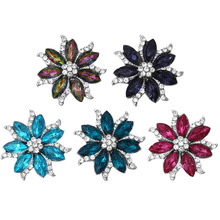 5pcs/lot New Beauty Snap Jewelry Rhinestone Flowers 18mm Snap Buttons Fit DIY Snap Bracelets & Bangles Wholesale ZA019 2024 - buy cheap