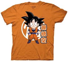 Camisetas masculinas de alta qualidade, gola redonda, programa de tv animado de goku chibi com kanji orange, camisetas estampadas 2024 - compre barato