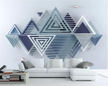 Papel de parede foto personalizada 3d, moderna, minimalista, geométrico, triangular, para sala de estar, de fundo, decoração 2024 - compre barato