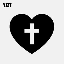 YJZT 12.4CM*11.2CM Cross Christian Vinyl Decal Car Sticker With Heart Black/Silver C3-1422 2024 - buy cheap