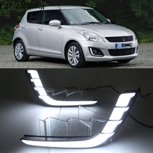 Car Flashing 1 Pair Car DRL For Suzuki Swift 2014 2015 2016 Daytime running lights Fog lamp cover with yellow turn signal 2024 - buy cheap