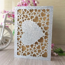 50Pcs/Lot Laser Cut Embossed Love Heart Wedding Invitation Card Birthday Party Decorative Gift Card Greeting Card 2024 - buy cheap