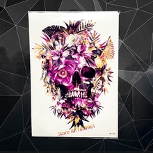 Beleza corpo ombro arte tatuagem temporária adesivo de tatuagem roxo flor pássaro caveira design à prova d' água luva de tatuagem falsa decalque de perna ahb362 2024 - compre barato