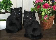 12x11x18cm black cat model,one pair cats,polyethylene & furs handicraft Figurines & Miniatures home decoration toy gift a2983 2024 - buy cheap