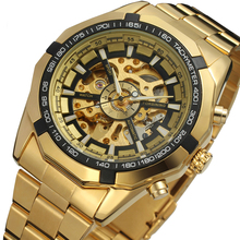 Forsining-Reloj de pulsera para hombre, de acero inoxidable y cuero, resistente al agua, de lujo, transparente, mecánico 2024 - compra barato
