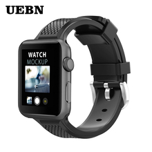 UEBN силиконовый спортивный ремешок для apple watch series 4 3 2 1 ремешок для iWatch Алмазный сменный ремешок 38 40 42 44 мм 2024 - купить недорого