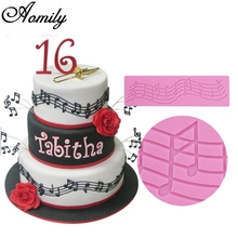 Aomily Musical notation Cake Mold Wedding Cake Silicone Fondant Mold Mousse Brim Decor Sugarcraft Icing Mat Pad Pastry Baking 2024 - buy cheap