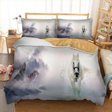 Dropshipping 3d white horse Bedding set polyester Duvet Cover Bed Set Single Twin queen king home textile 2024 - buy cheap