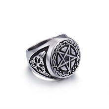 New Retro Titanium Steel Pentagram Ring Men's pentagram religious forefinger casting ring 2024 - buy cheap