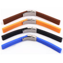 18 20 22 24mm Silicone Watch Strap Band Deployment Buckle Waterproof Rubber Watchband with Stainless Steel Buckle 4 Colors 2024 - buy cheap