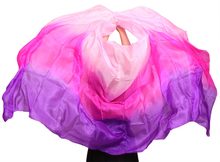 design 100% real silk belly dance veil, cheap dance veils,tari perut kostum veil wholesale 250 270*114cm Pink+rose red+purple 2024 - buy cheap