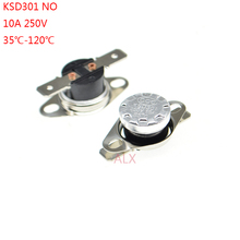 Termostato KSD301 de 250V y 10A, interruptor de Control térmico de temperatura, normalmente abierto, 35, 40, 45, 50, 60, 75, 80, 90, 100, 110, 120 grados, 5 uds. 2024 - compra barato