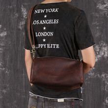 Винтажная сумка-мессенджер в ковбойском стиле из натуральной кожи, мужская сумочка на ремне, повседневный коричневой воловьей кожи через плечо для отдыха 2024 - купить недорого