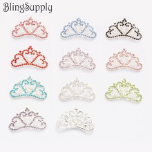 Free shipping 35*23mm pearl crystal rhinestone crown tiara flatback mix colors 10PCS/LOT(BTN-5394) 2024 - buy cheap