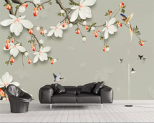Beibehang Custom mural modern 3D large mural wallpaper flowers and birds jewelry magnolia wallpaper living room sofa wallpaper 2024 - buy cheap