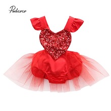 Pudcoco 2018 Infant Baby Girl Christmas Bodysuit Princess Party Sequins Heart Shape Tulle Bodysuit Playsuit Outfit Costume 0-3Y 2024 - buy cheap