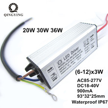 Driver de led à prova d'água ip67 20w, 30w, 40w, 6-12x3w, fonte de alimentação, 900ma, refletor de alumínio, transformadores de iluminação