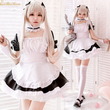 Disfraz de Lolita para niñas, vestido Sexy de Anime kasuvano para Halloween, traje de mucama, uniforme de Lolita negro 2024 - compra barato