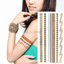 2pcs/lot Gold Temporary Tattoo Metallic Flash Tatoo Sticker Geometric  Arm Chain Body Art Women Skin Beauty 2024 - buy cheap