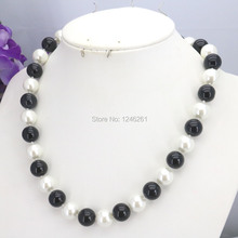 Christmas Gifts Girls 10mm White&Black Glass Pearl Beads Necklace Jewelry Making Design For Women Wholesale 2024 - buy cheap