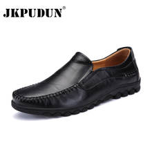 JKPUDUN British Style Genuine Leather Men Shoes Luxury Brand Black Men Penny Loafers Moccasins Italian Designer Casual Shoes Men 2024 - buy cheap