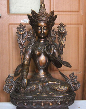 fast shipping USPS to USA S3531 23" Tibet Buddhism Classics Copper Bronze White Tara Guan Yin Bodhisattva Statue 2024 - buy cheap