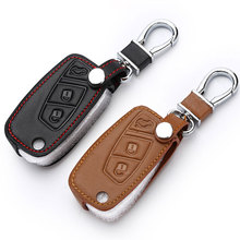 Car styling 3 buttons Genual leather car key cover case for FIAT Panda Stilo Punto Doblo Grande Bravo 500 Ducato Minibus 2024 - buy cheap