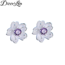 DIEERLAN Fashion New Cherry Blossoms Flower Zirconia Earrings For Women Statement Jewelry Pendientes Brincos 2024 - buy cheap