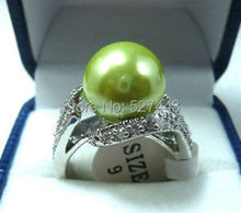 Wholesale free shipping >>Beautiful green fresh shell pearl woman's ring 7#8#9# 2024 - buy cheap