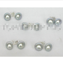 Free shipping >>>>>>5pairs 10mm light Gray freshwater pearls stud earrings 2024 - buy cheap