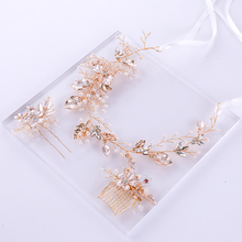 3 Pcs Fashion Handmade Gold Tiara Headbands For Wedding Women Crystal Flower Hair Combs And Pins Hairbands Bridal Hair Jewelry 2024 - buy cheap