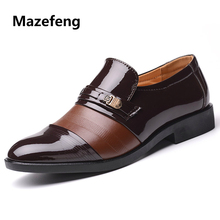 Mazefeng 2018 Spring Vintage Men Leather Shoes Round Toe Business Men Dress Shoes Wear-resisting Slip-on Male Formal shoes 2024 - buy cheap