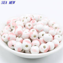 50pcs 6mm 8mm 10mm Round Porcelain Ceramic Beads Handmade Pink White Spacer Beads Hole Beads DIY Jewelry Making kf69 2024 - buy cheap