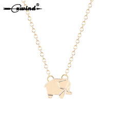 Cxwind 1PCS Statement Origami Elephant Necklaces Pendants Geometric Animal Elephant Necklace Woodland Jewelry for women Chain 2024 - buy cheap