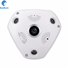 Cámara IP de ojo de pez de plástico, 2MP, 180/360 grados, 3 pares, matriz de Leds, visión nocturna, panorámica, ONVIF, cámara de vigilancia POE 2024 - compra barato