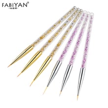 Rhinestone 3Pcs/set Nail Art Brushes Liner DIY Lines Stripes Painting Flower Pen Tool Manicure UV Gel Tips Design 7/9/12/15mm 2024 - buy cheap