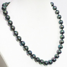 European black natural shell pearl round 8,10mm rainbow beads elegant luxury vintage necklace jewelry 18inch B1471 2024 - buy cheap