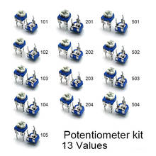 65pcs Trimming Potentiometer top adjustment 100ohm-1Mohm Variable Resistors Assorted 2024 - buy cheap