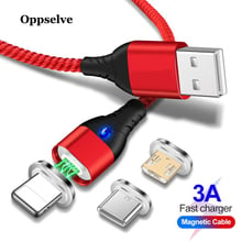 Oppselve LED Magnetic USB Cable, Magnet Plug & USB Type C Cable & Micro USB Cable & USB Cable For iPhone XS Max XR X 8 7 6 Plus 2024 - buy cheap