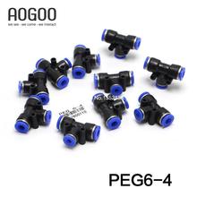 10Pcs/Lot T-Type Three-Pass Reducer PEG 6mm to 4mm Tee Quick Fitting Connector Pneumatic Fittings PEG6-4 2024 - buy cheap