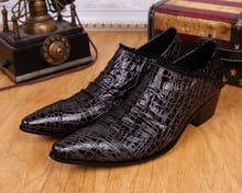 British mens shoes high heels black genuine leather pointed toe dress shoes snake skin rivets business office oxford male shoes 2024 - buy cheap